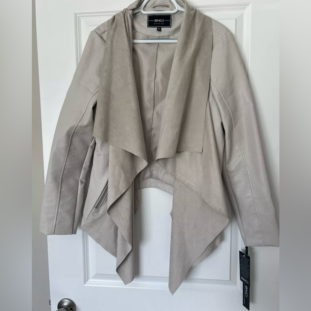 BNCI By Blanc Noir Faux Leather Jacket, Beige, Women’s XL, NWT